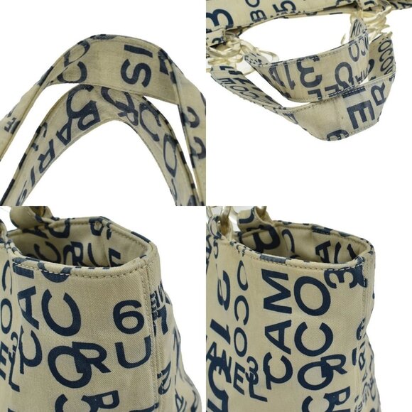 CHANEL Logo By Sea Shoulder Tote Bag Canvas Leather White Blue Italy 85KB313 - Picture 8 of 16